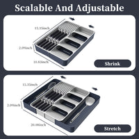 3-in-1 Expandable Cutlery Drawer Organizer, Utensil Holder and Storage Box for Kitchen