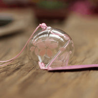 Japanese Style Glass Wind Chime with Cherry Blossom Design, Decorative Hanging Ornament for Gifts and Home Decor