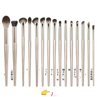 15-Piece Gilded Eye Brush Set with Soft Bristles and Portable Bag for Beginners