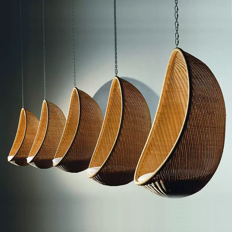 Outdoor Egg-Shaped PE Rattan Wicker Hanging Chair Swing for Balcony Patio Indoor