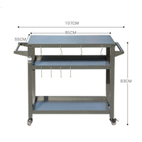 Portable Outdoor Camping BBQ Prep Table with Wheels and Stainless Steel Top