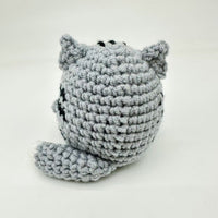 Positive Crochet Cat Doll with Affirmation Card, Handmade Knitted Animal Figurine