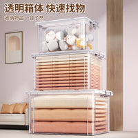 Clear Plastic Storage Box with Lid, Stackable Organizer for Clothes, Toys, Snacks