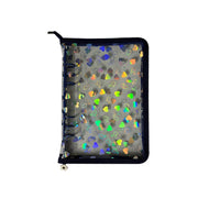 A5 Laser Heart Zipper Binder for Stickers and Cards, 6-Hole Loose-Leaf Notebook