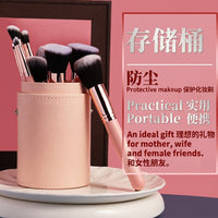 16-Piece Professional Makeup Brush Set with Holder, Wooden Handle & Synthetic Bristles for Face, Foundation, Concealer