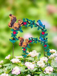 Creative Cartoon Squirrel Hedgehog Iron Art Plant Pot Decor Garden Stakes