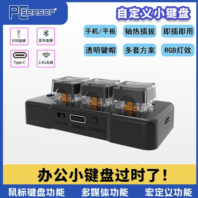 Mini Custom Macro Mechanical Keyboard with Transparent Keycap for Gaming and Office