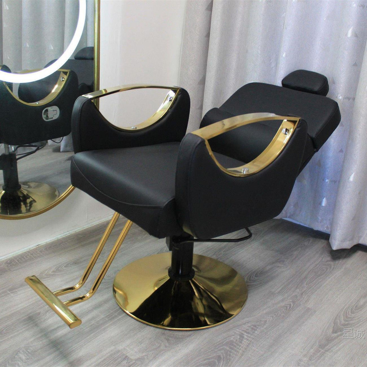 Reclining Hydraulic Barber Chair for Salon, Swivel Styling Chair with Footrest