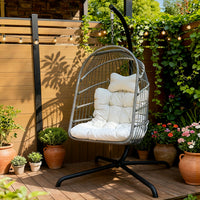 Xinningju Foldable Rattan Swing Chair for Indoor/Outdoor Use, Modern Minimalist Balcony Leisure Hanging Chair