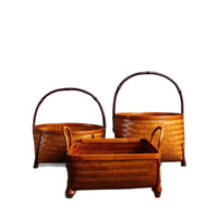 Handwoven Bamboo Lacquerware Storage Tray & Fruit Basket