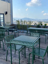 Nordic Wrought Iron Outdoor Patio Dining Set with Backrest Garden Bench