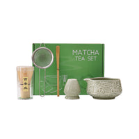 Ceramic Cherry Blossom Matcha Bowl Set with Bamboo Whisk and Tools