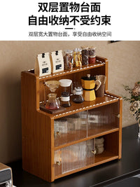 Desktop Stackable Cup Storage Rack with Pull-Out Trays for Tea Cups and Coffee Mugs