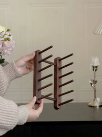 Premium Black Walnut Wood Hat Organizer Display Rack for Baseball Caps and Duckbill Hats