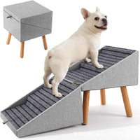 Foldable Wooden Pet Stairs and Ramp, 2-in-1 Non-Slip Dog Steps for Beds and Couches