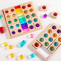 CPC Acrylic Rainbow Building Blocks Stacking Toy for Kids, High Transparency Gemstone Light and Shadow Blocks