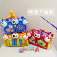 Multifunctional Crab Activity Cube with Music, Whack-a-Mole, and Fishing Game for Toddlers