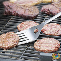 5-Piece Stainless Steel BBQ Grilling Utensil Set with Spatula, Fork, Tongs, and Cleaning Brush