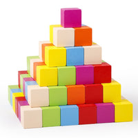 Wooden Rainbow Cube Building Blocks for Kids, Educational Math & Spatial Thinking Toy