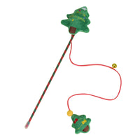 Christmas Pet Cat Wand Toy with Plush Cartoon Bell and Sound for Interactive Play and Training