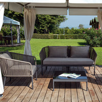Outdoor Rattan Sofa Set with Coffee Table for Patio Garden Balcony