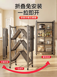 Jia Bang Shou 5-Tier Foldable Carbon Steel Storage Rack with Wheels