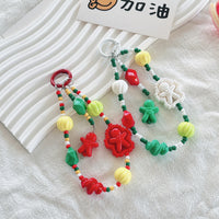 Christmas Snowman Beaded Phone Charm Keychain for Earphone Cases and Cameras