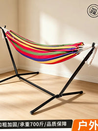 Portable Outdoor Double Hammock with Stand and Carrying Bag for Patio Yard Camping