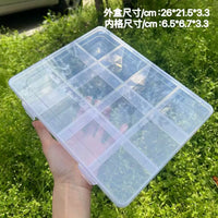 Large 12-Grid Storage Box with Card Slots for Beads & Jewelry Accessories, Clear