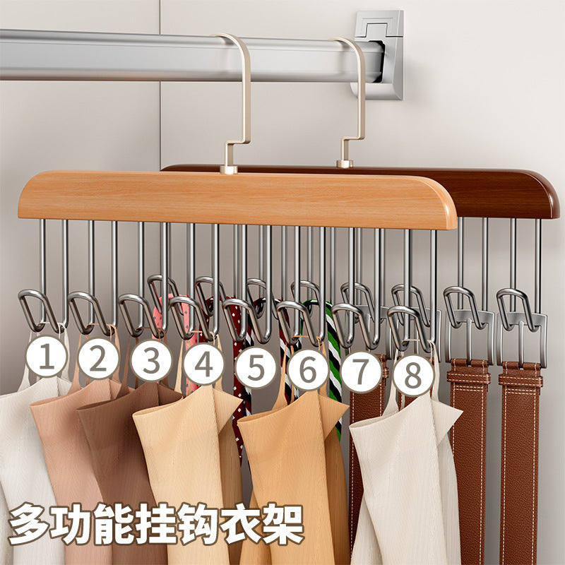 Solid Wood Hanger for Belts, Vests, Ties, and Clothing - Multi-functional Storage Rack