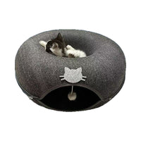 Cat Tunnel Donut Bed Semi-Enclosed Pet House with Play Tunnel, Washable & Dirt-Resistant
