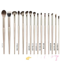 15-Piece Gilded Eye Brush Set with Soft Bristles and Portable Bag for Beginners