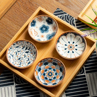 Japanese Style Ceramic Sauce Dishes Set - Creative Floral Dipping Bowls for Appetizers & Condiments
