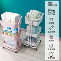 3-Tier Metal Rolling Utility Cart with Handle for Storage and Organization