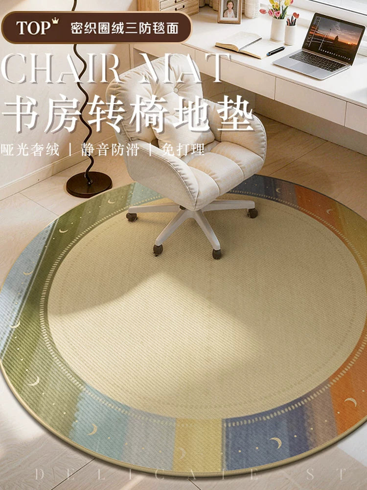 Cartoon Round Chair Mat Non-Slip Floor Protector for Office and Home