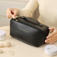 PU Leather Cosmetic Bag Large Capacity Waterproof Travel Toiletry Pouch