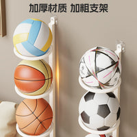 Wall-Mounted Ball Storage Rack for Home, Punch-Free Organizer for Basketball, Volleyball, Soccer Balls