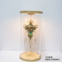 Puzzlesome DIY Model Display Case with Rotating LED Base and Dustproof Glass Cover