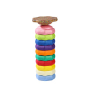 Rainbow River Stone Balance Board for Kids, Sensory Training Stacking Toy, Montessori Early Education Equipment