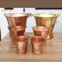 Handmade Pure Copper Ice Bucket with Handle for Beer and Fruit