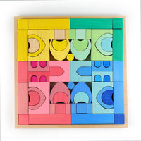 German Beechwood Pyramid Rainbow Stacking Blocks for Kids, Early Education Building Toy