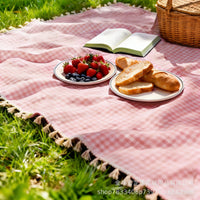 Red Plaid Picnic Blanket Outdoor Camping Mat Moisture-proof Thickened Fabric Pad