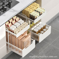 Kitchen Sink Storage Rack, Stainless Steel Double-Layer Spice and Pot Organizer, Cabinet Pull-Out Tiered Shelf