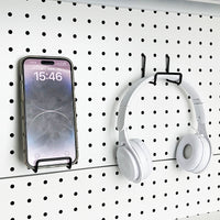 Pegboard Hooks and Holders for Headphones, Phones, Keyboards, and Tablets - Universal Metal Storage Organizer
