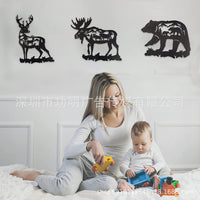 Nordic Metal Hollow Christmas Animal Wall Decor - Bear, Elk, Moose