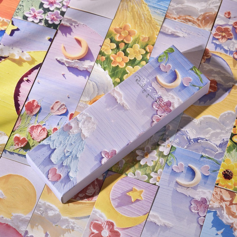 30-Pack Oil Painting Bookmark Set, Artistic Paper Cards for Students & Gifts
