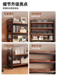 Industrial Style Steel and Wood Bookshelf with Storage Shelves