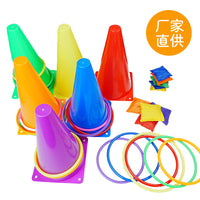 Outdoor Ring Toss Game Set with Cones and Beanbags for Kids