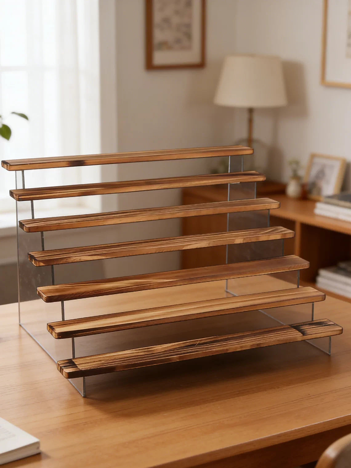Solid Wood Acrylic Display Stand for Collectibles and Figurines