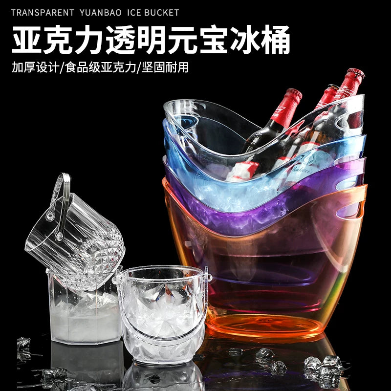Acrylic Ice Bucket for Wine, Champagne, and Beer - Clear Plastic Beverage Tub for Bar and Commercial Use